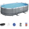 Каркасный бассейн BESTWAY POWER STEEL 488х305х107см + фильтр-насос 3028 л/ч, лестница, тент 56448 BW