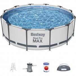 Каркасный бассейн BESTWAY STEEL PRO MAX 366х100см, 9150л, с навесом, фил.-насос 2006л/ч, лестница