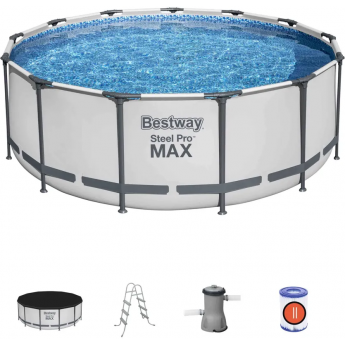 Каркасный бассейн BESTWAY STEEL PRO MAX 5618W 396х122см, 12690л, фильтр-насос 3028л/ч, лестница, тент Каркасный бассейн BESTWAY STEEL PRO MAX 5618W 396х122см, 12690л, фильтр-насос 3028л/ч, лестница, тент