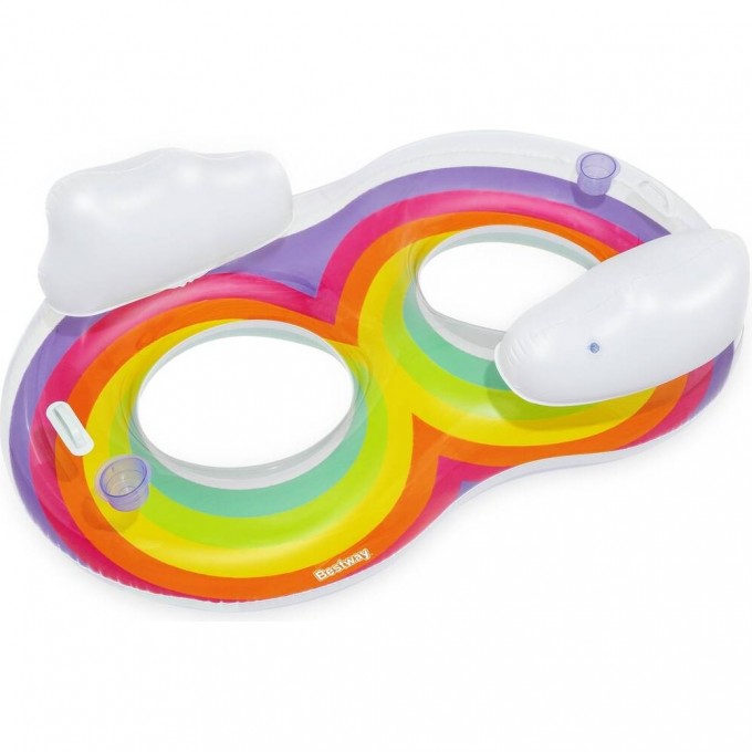 Надувной круг-кресло BESTWAY РАДУГА 186х116см для двоих, с ручками 43648 BW